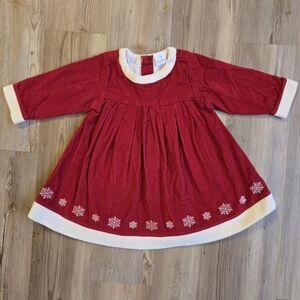Hanna Andersson Red Velvet Dress with White Snowflake Trim Sz 2 (80)